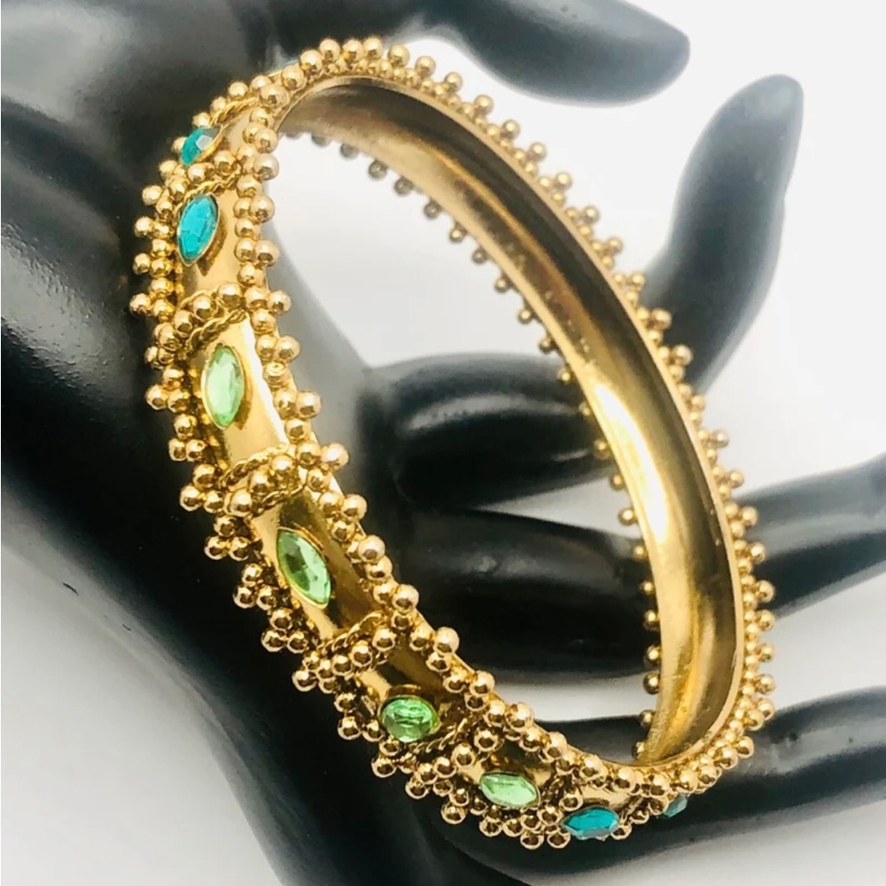 Vintage Heavily Plated Gold Tone Crystal Bangle